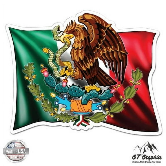 Mexican Flag - 3" Vinyl Sticker - For Car Laptop I-Pad Phone Helmet Hard Hat - Waterproof Decal