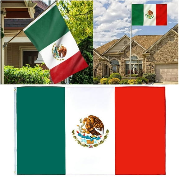 Mexican Flag 3x5 Outdoor - Mexico Flag Outdoor,Mexico National Flags Vivid Color Fade Proof with 2 Brass Grommets for Outside Indoor Banner