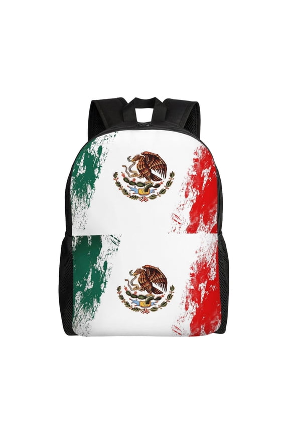 Mexican Flag Backpack Travel Bag For Men Women Lightweight Back Pack With Laptop Compartmen