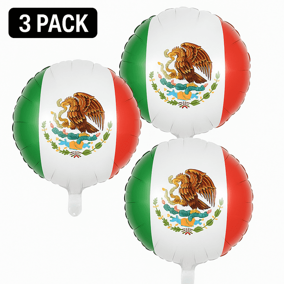 Mexico Flag Foil Balloons Party Decor 3 Pack Green Red White balloons