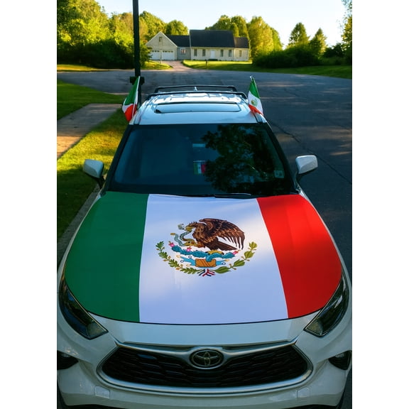 Mexican Flag Car Hood Cover, Patriotic Auto Protector