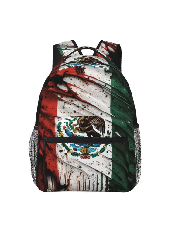Mexican Flag Cool Vintage Laptop Backpack Travel Rucksack for Teens Adults, Fits 15-inch Notebook