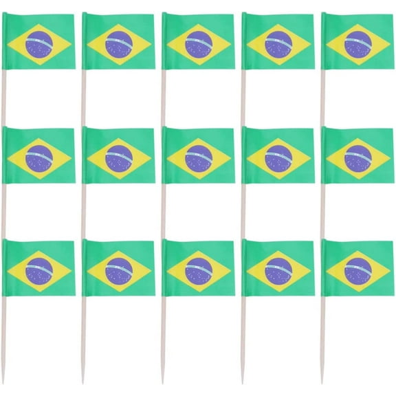 Mexican Flag Cupcake Toppers Brazilian Toothpick Flags 100Pcs Brazil Cake Flag Picks Brazil Nation Flag Brazil Stick Flag for Party Cupcake Fruit Decoration Puerto Rico Flag Cupcake Toppers