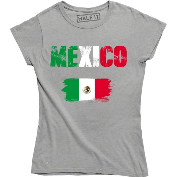 Mexican Flag Distressed Women`s Slouchy Mexico Latino Pride Soccer Tee Shirt