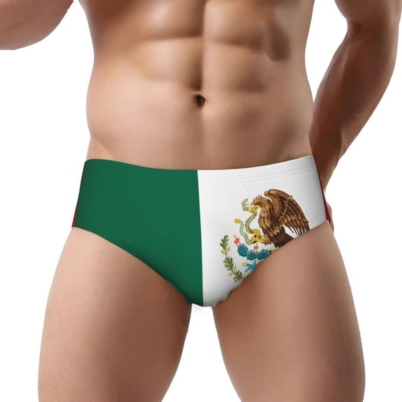 Mexican Flag Low Rise Mens Briefs Underwear With Supportive Contour Pouch