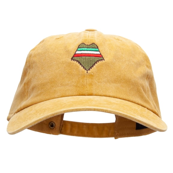 Mexican Flag Pancho Embroidered Unstructured Cotton Cap - Gold OSFM