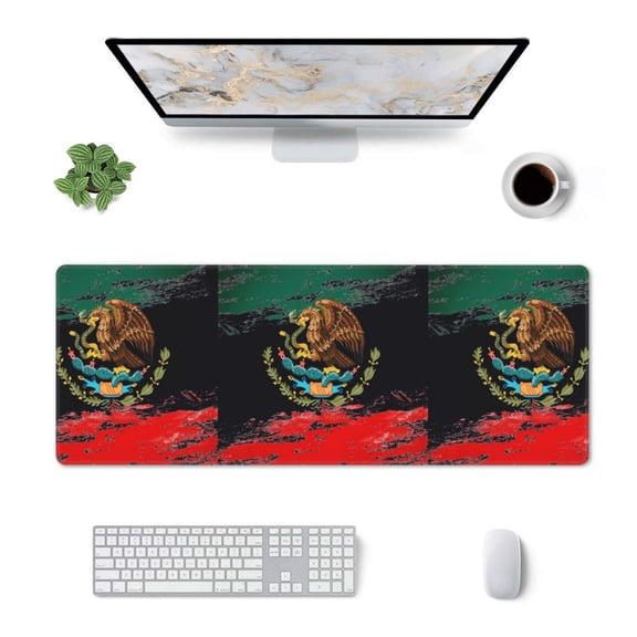 Mexican Flag Pattern Large Gaming Mousepad For Office Computers Laptop Table Mouse Mat Accessory 11.8 X 31.5 Inches