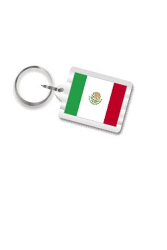 Mexican Flag Plastic Key Chain, Keychain Fob Ring from Mexico