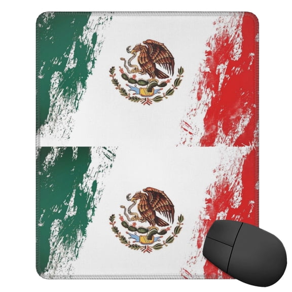 Mexican Flag Print Square Mousepad Non Slip Rubber Base Mouse Mat For Office Laptop 11.8"X9.8" Inch
