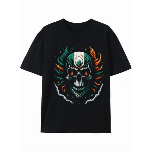Mexican Flag Skull T-shirt - Vibrant Colors & Graphic Design