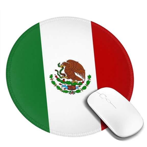 Mexican-Flag Small Round MousePad 7.9x7.9 Inches Non-Slip Rubber Base MousePad for Office Laptop Computer