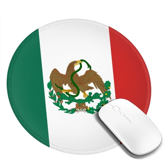 Mexican Flag Small Round MousePad 7.9x7.9 Inches Non-Slip Rubber Base MousePad for Office Laptop Computer