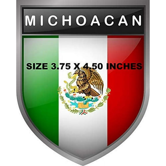 Mexican Flag Sticker Decal (PACK OF 2), Michoacan State, Bandera de Mexico