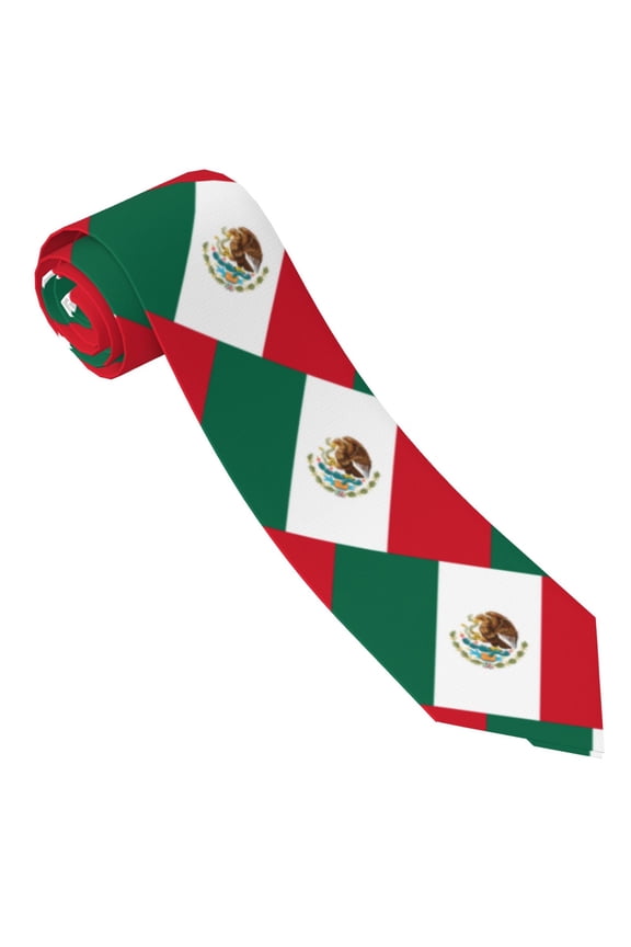 Mexican Flag Tie For Men Funny Neckties Fashion Gentleman Soft Comfortable Ties