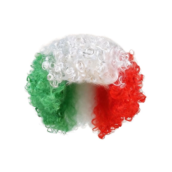 Mexican Flag Wig Patriotic Costume Wig for Fan Parties Halloween Events, Green White Red Fan Wig Comfortable Breathable Unisex