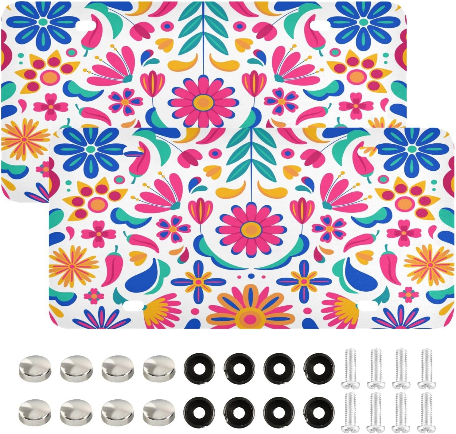 Rose & Butterflies Front License Plate Cover - 6x12 Inch Aluminum Floral Car Tag For Men & Women
