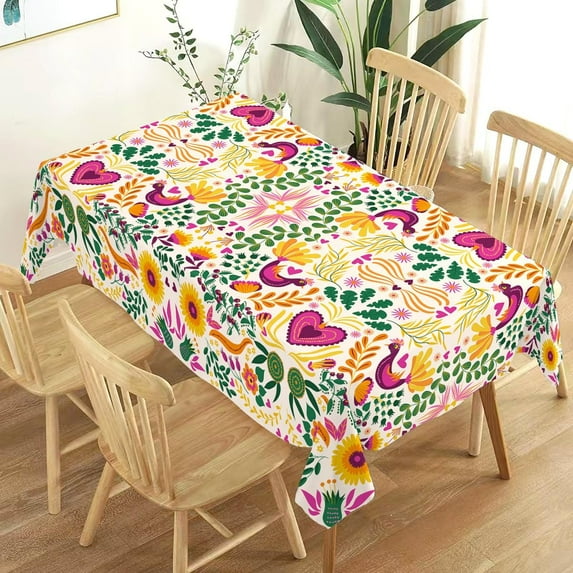 Mexican Floral Tablecloth Cinco De Mayo Decoration Mexico Let''s Fiesta Party Decor Home Kitchen Dining Room Table Cover-60×84inch