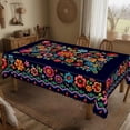 thumbnail image 1 of Mexican Floral Tablecloth for Dining Table, Mexican Folk Art Floral Tablecloth, Mexican Tablecloth, Vibrant Colorful Folk Art Pattern Table Cover, 1 of 7