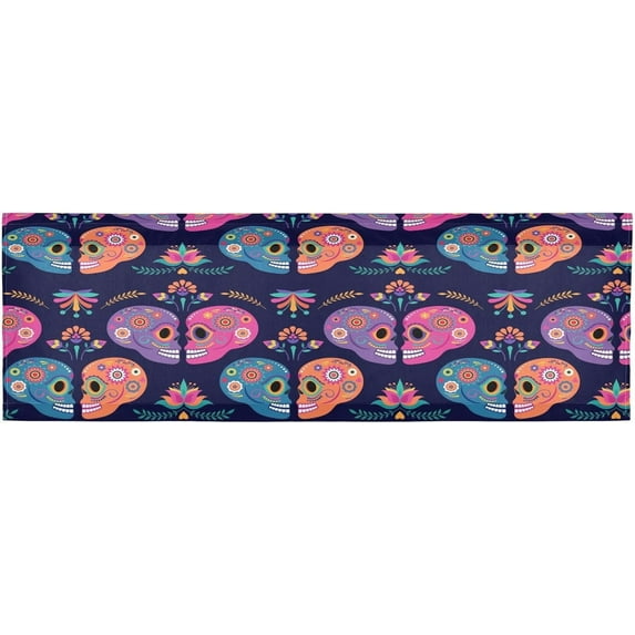 Mexican Floral Valentine Skull Curtain Valance for Kitchen Windows/Bathroom/Living Room/Bedroom Blackout, Rod Pocket Valance Small Window Treatment, 54" W x 18" L Home Decor