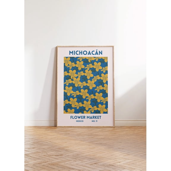 Mexican Flower Market Print Michoacan Poster