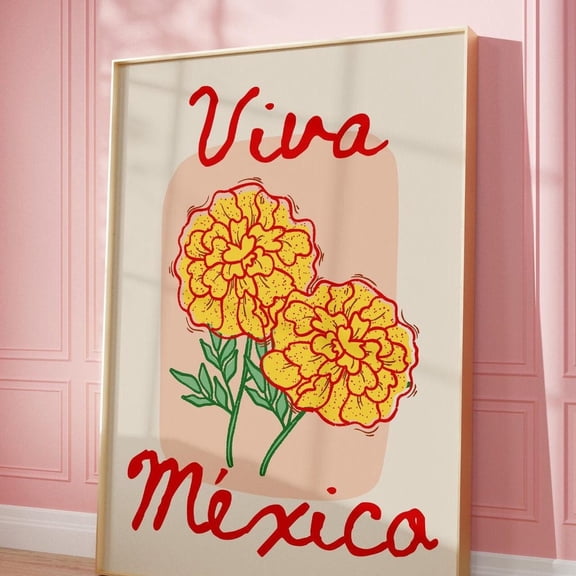 Mexican Flower Poster Mexico Wall Art Mexico Travel Poster Pink Floral Wall Art Mexican Poster Mexico Art Print 1 Print Wall Art, Modern Wall Decor, 12x18 UNFRAMED