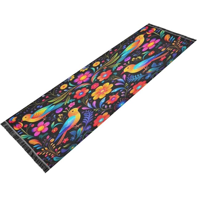Mexican Flowers Hallway Runner Rug Non Slip Washable Floor Carpet