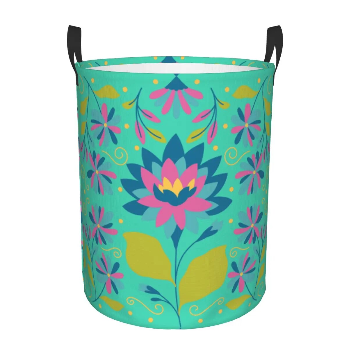 Mexican Flowers Laundry Basket Foldable Clothes Hamper for Nursery Kids Toys Storage Bag