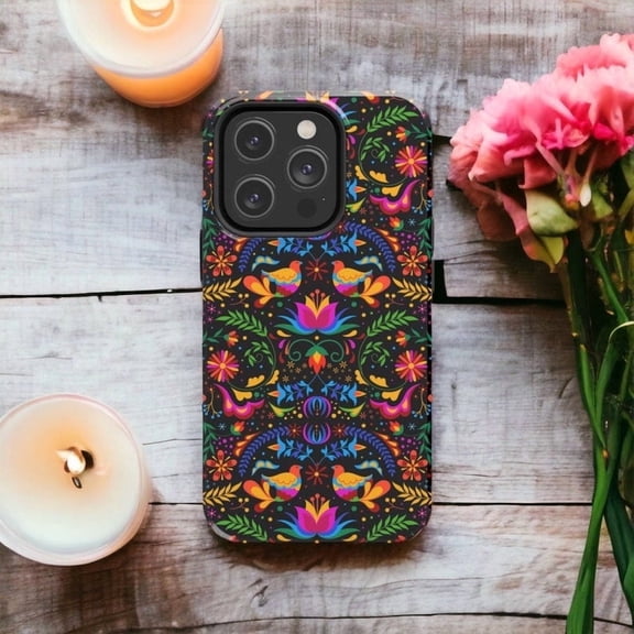 Mexican Folk Art Flower Colorful Vibe Phone Case for iPhone 11 12 13 14 15 16 17 Pro Max