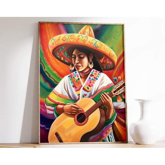 Mexican Folk Poster, Colourful Mexican Art Traditional Mexican Artwork, Floral Vintage Poster, Latin Decor, Cultural Mexico Gift Wall Art, Modern Wall Decor, 8x12 UNFRAMED