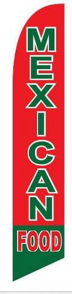 Mexican Food Restaurant Advertising Feather Banner Swooper Flag Sign with Flag Pole Kit and Ground Stake