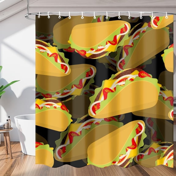 Mexican Food Taco Shower Curtain Fabric Shower Curtain Set with 12 Hooks Waterproof 72 * 72 Inches for Bathroom Beach Caravan Hotel