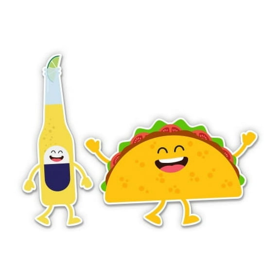 Mexican Funny Beer And Taco - 12" Vinyl Sticker Waterproof Decal