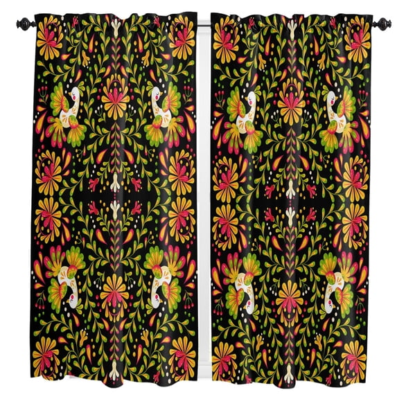 Mexican Geometric Flower Birds Retro Living Room The Bedroom Home Interior Room Decoration Drapes Kitchen Curtains