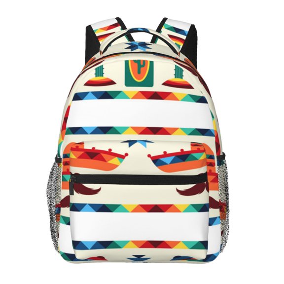 Mexican Geometric Native Ethnic Retro Laptop Backpack Travel Rucksack for Teens Adults, Fits 15-inch Notebook