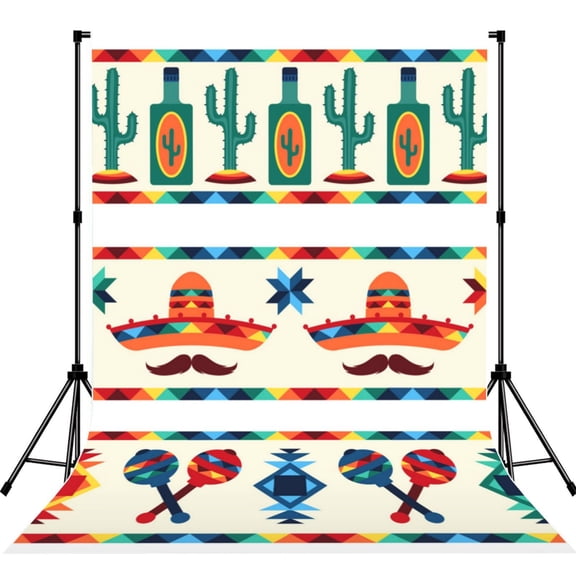 Mexican Geometric Native Ethnic Retro Photography Backdrop 5x7Ft Background for Photo Studio Video Recording Birthday Party Wedding Home Decor