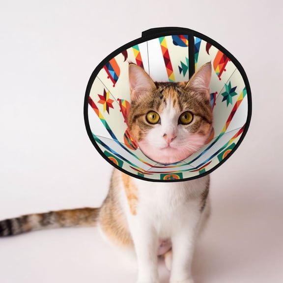Mexican Geometric Native Ethnic Retro Soft Pet Recovery Collar for Cats Small Dogs, Protective Elizabeth Collar for Post-Surgery, Anti-Lick & Anti-Scratch