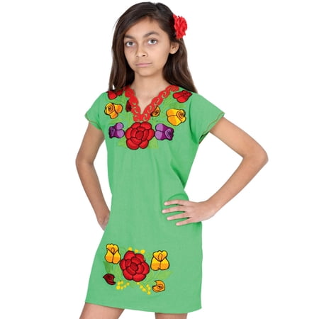 Mexican Girl's Dress 50% Cotton, 50% Polyester Green 601663