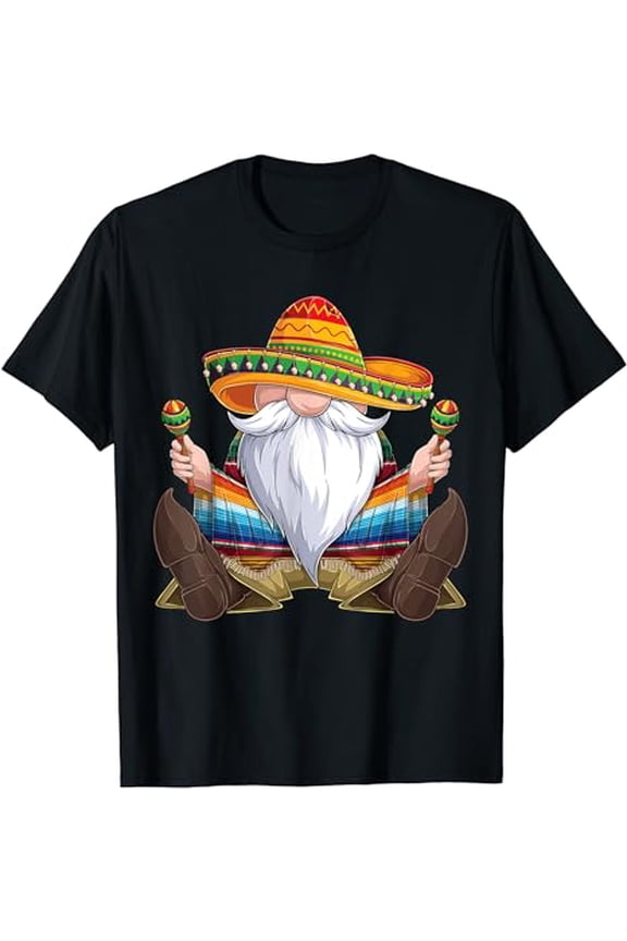 Mexican Gnome Cinco De Mayo Serape Poncho men Women kids boy T-Shirt