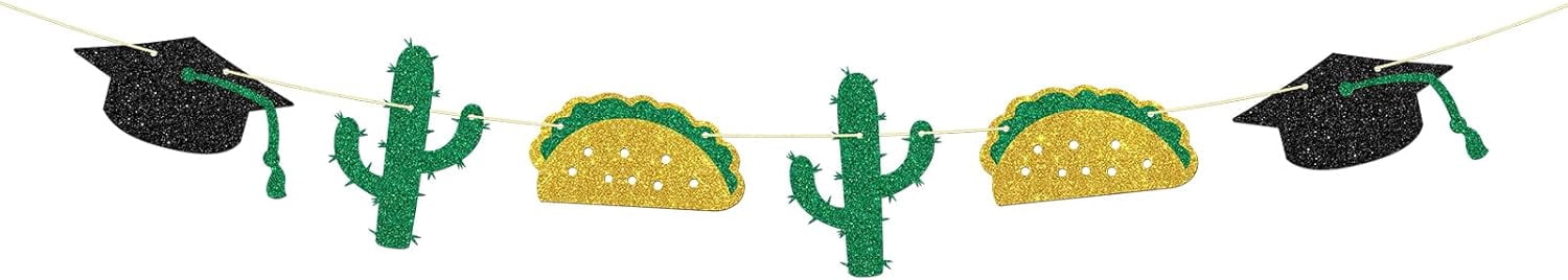 Graduating Cactus Mexican Graduation Banner Graduation Cap Cactus Garland Banner Taco ...