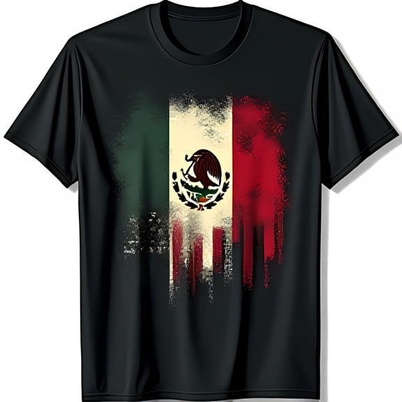 Mexican Graphic Black T-Shirt with Eagle
