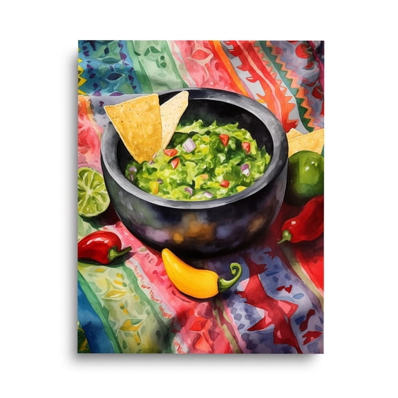 Mexican Guacamole Print, Foodie Kitchen Art, Avocado Poster, Mexico Travel , Restaurant Wall Decor, Latin Culinary Home Home Decor #3336, Unframed Canvas Size 24x36