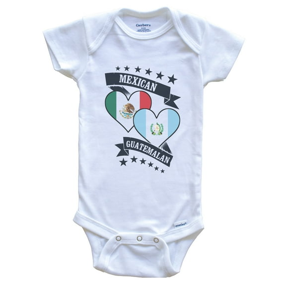 Mexican Guatemalan Heart Flags Mexico Guatemala Baby Bodysuit, 0-3 months white