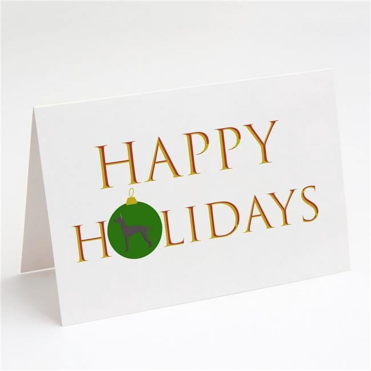 Mexican Hairless Dog #1 Happy Holidays Greeting Cards and Envelopes Pack of 8 7 in x 5 in