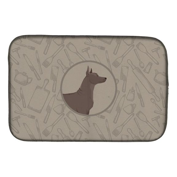 Mexican Hairless Dog Xolo in the Kitchen Dish Drying Mat