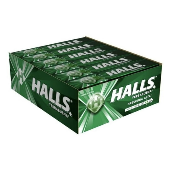 Mexican Halls Yerba Buena Spearmint Flavor (12 pack) Original Classic Edition version mexicana 12 individually Sealed Packs with 9 pieces hard candy dulce macizo