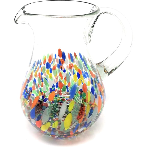 Mexican Hand Blown Glass Pitcher Confetti Carmen Design (84 oz)$$Home Decor, Kitchen, & Other