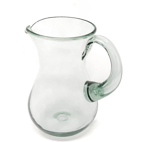 Mexican Hand Blown Glass Pitcher Natural Clear Design 84 oz