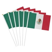 Mexican Handheld Flag 5.5x8.2 Inch - 6 Pack, Mini Mexico Stick Flags for Parades, Sports Events, and Decorations