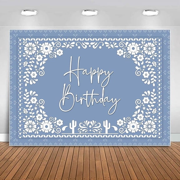 Mexican Happy Birthday Backdrop Blue Floral Cie-lito Lin-do Feliz Cumpleaños Photography Background Mexico Fiesta Talavera Theme Birthday Party Decorations Banner Photo Booth Props