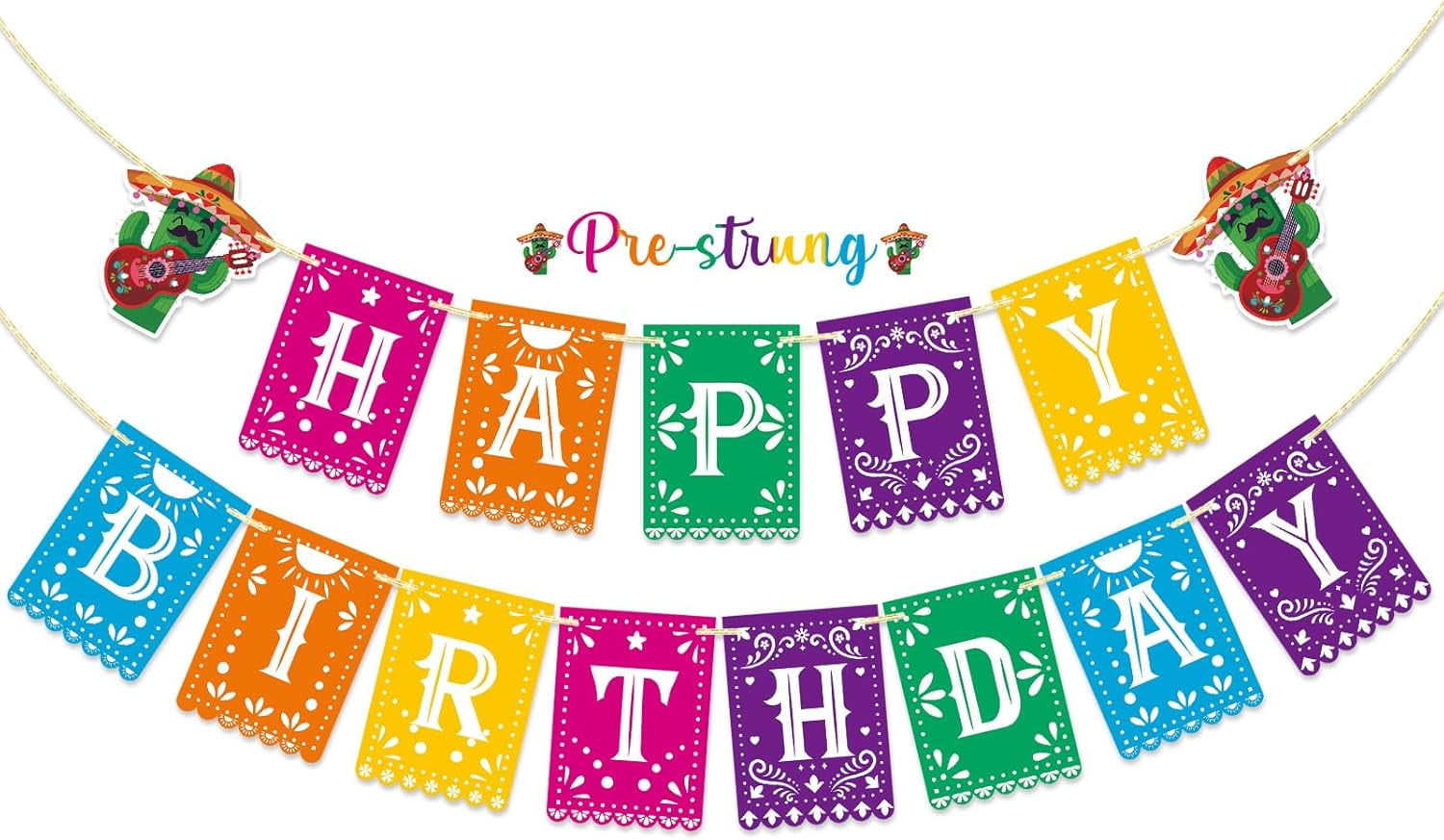 Mexican Happy Birthday Banner, Feliz Cumpleaos Banner, Taco Birthday Party Decorations, Fiesta Birthday Party Decorations, Cinco De Mayo Party Decor, Mexican Birthday Party Decorations, Pre-Strung